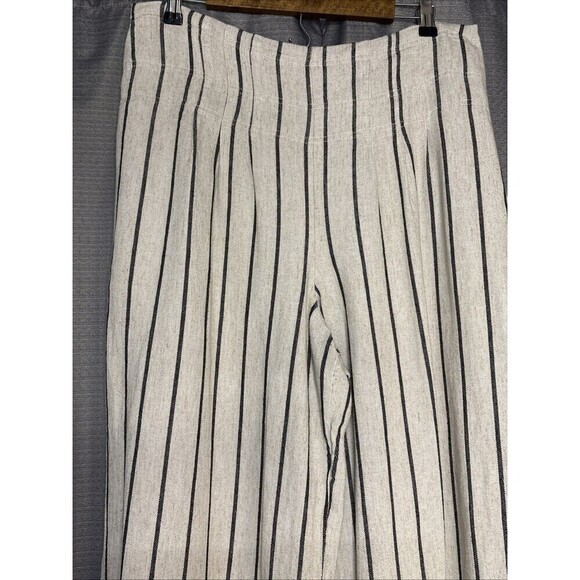 Worthington Wide Leg Linen Blend Cream & Black Stripes High Waist Size 16 - Picture 5 of 9